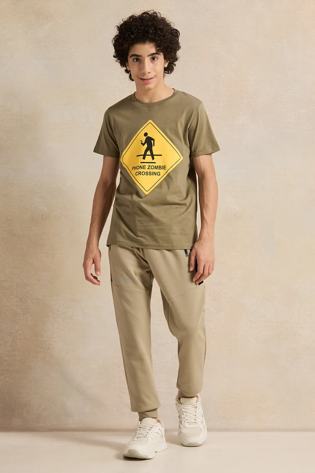 Senior Boys Olive Graphic T-Shirt sold by Redtag product image thumbnail 2