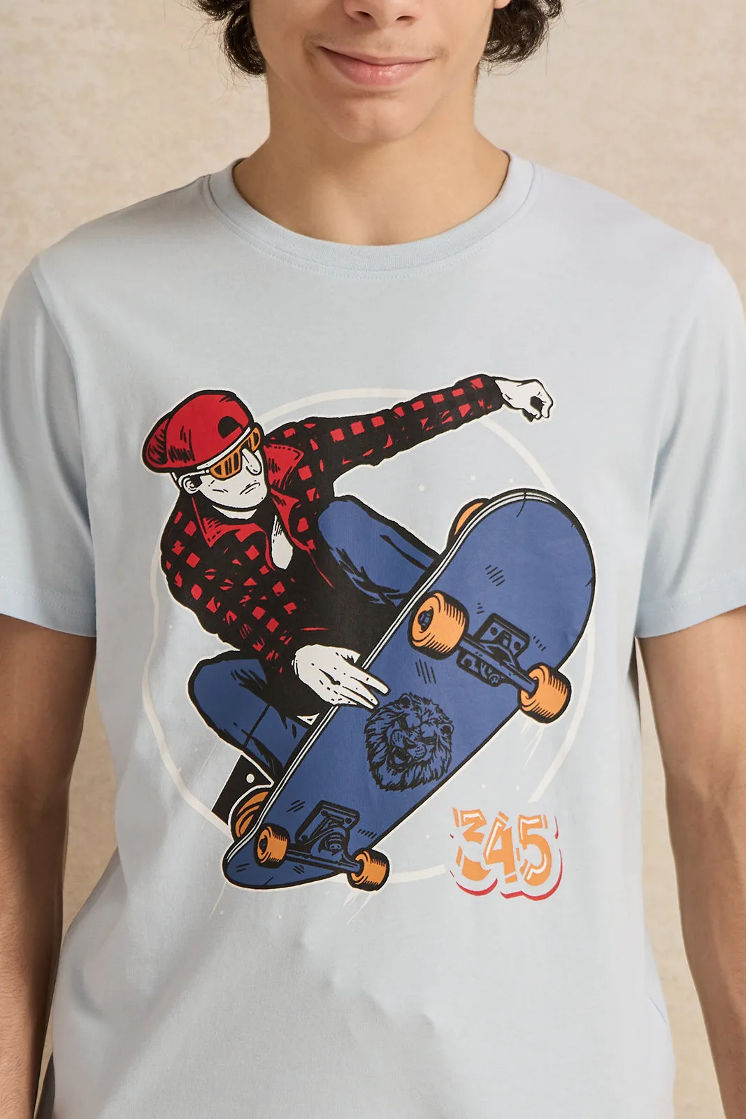 Senior Boys Blue Skating Graphic T-Shirt sold by Redtag product image thumbnail 4