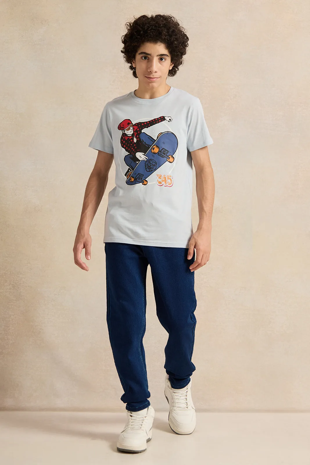 Senior Boys Blue Skating Graphic T-Shirt sold by Redtag product image thumbnail 2