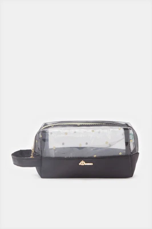 Women Black Cosmetic Pouch Bag sold by Redtag