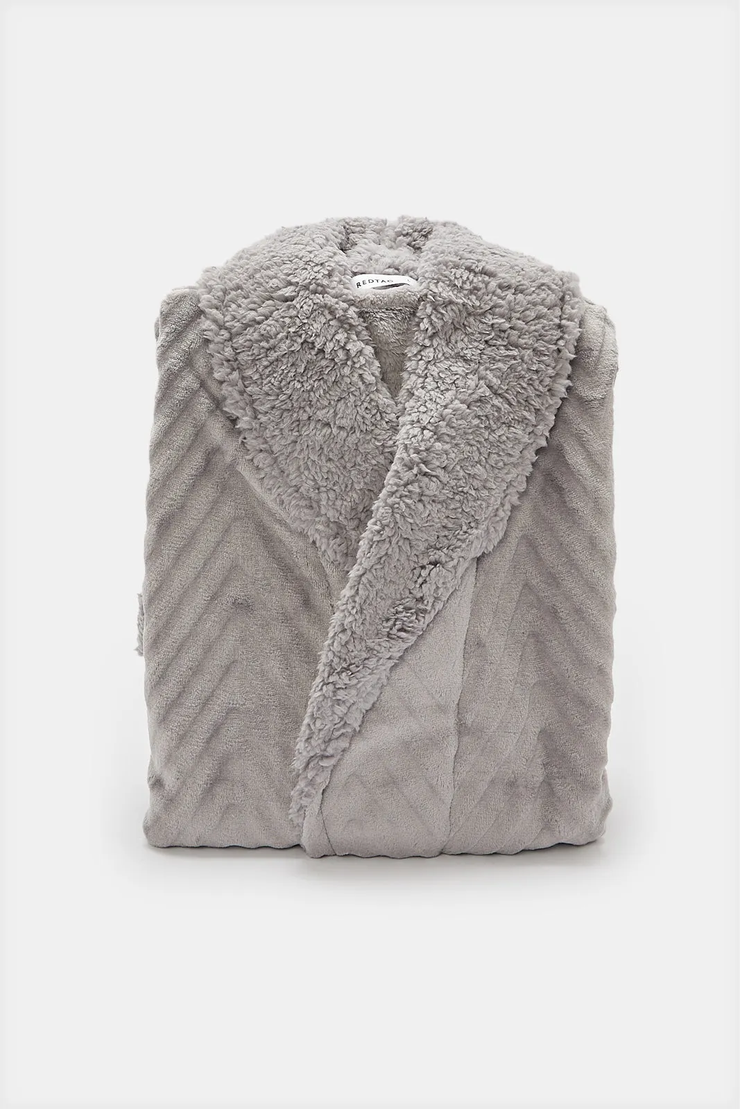 Grey Fleece Sherpa Bathrobe sold by Redtag