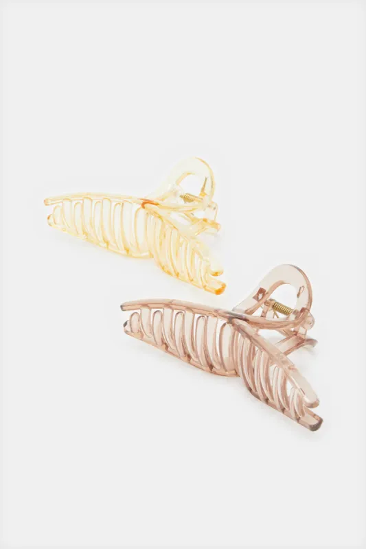 Women Brown And Beige Hair Claw (2 Piece) sold by Redtag