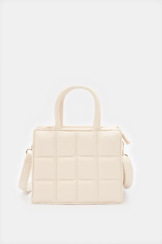 Women Beige Textured Messenger Bag sold by Redtag