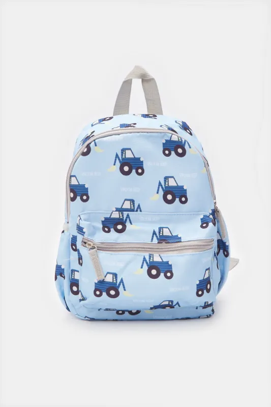 Boys Blue Printed Backpack sold by Redtag