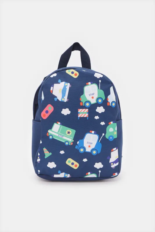 Boys Navy Printed Backpack sold by Redtag