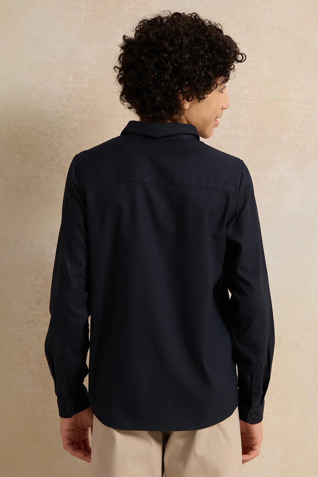 Senior Boys Navy Embroidered Shirt sold by Redtag product image thumbnail 3