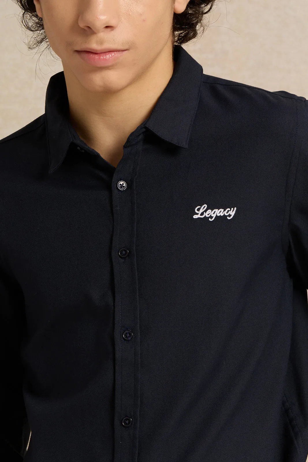 Senior Boys Navy Embroidered Shirt sold by Redtag product image thumbnail 4
