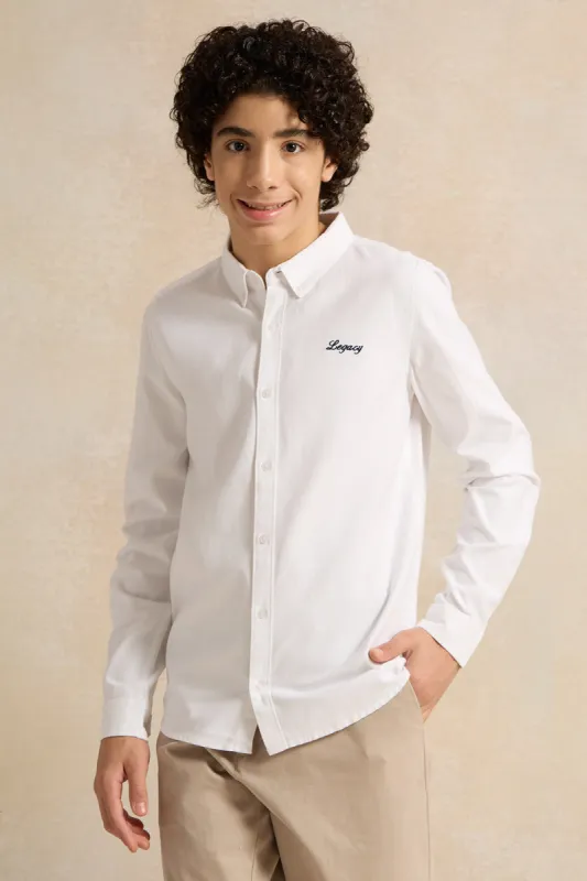 Senior Boys White Embroidered Shirt sold by Redtag