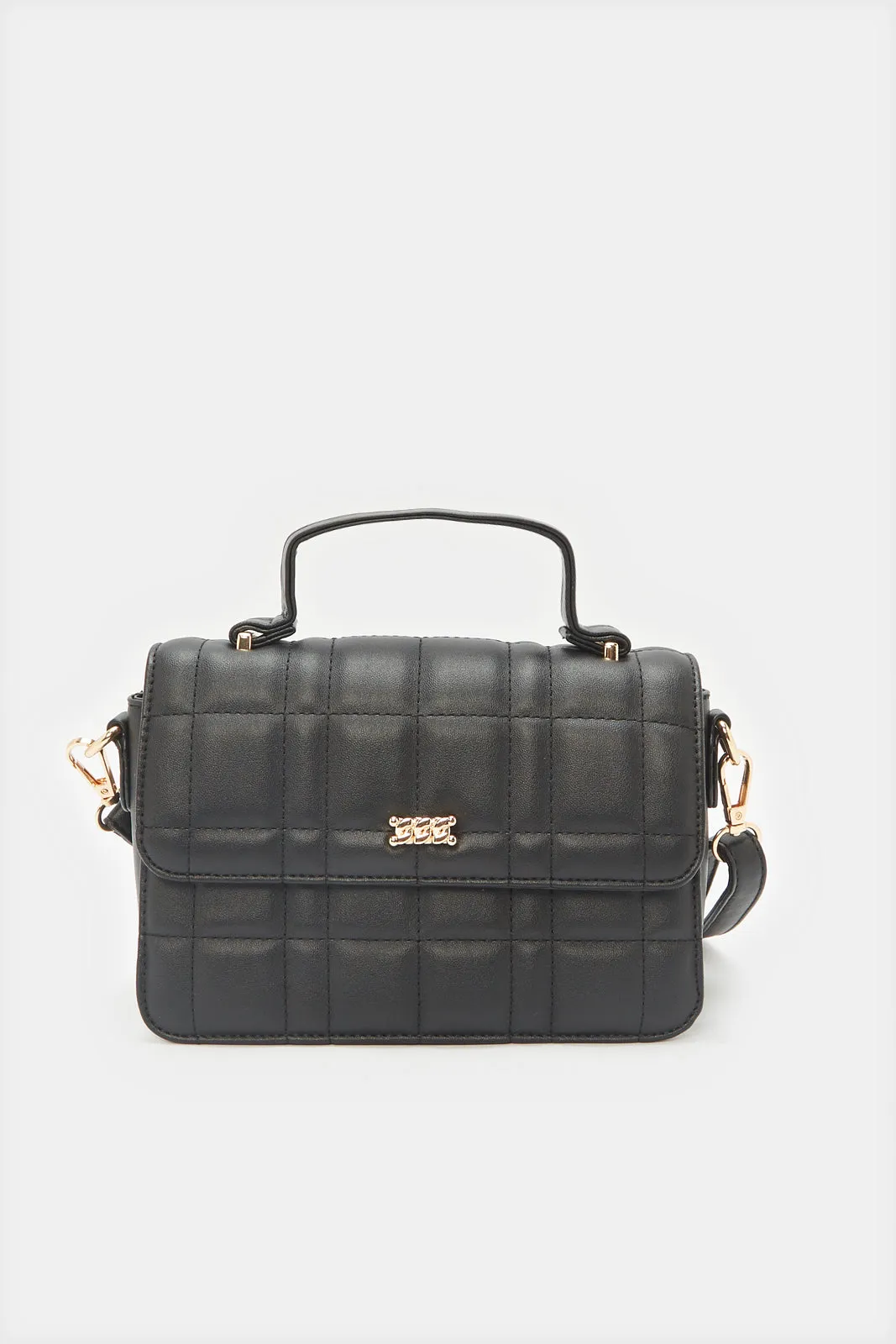 Women Black Textured Messenger Bag sold by Redtag