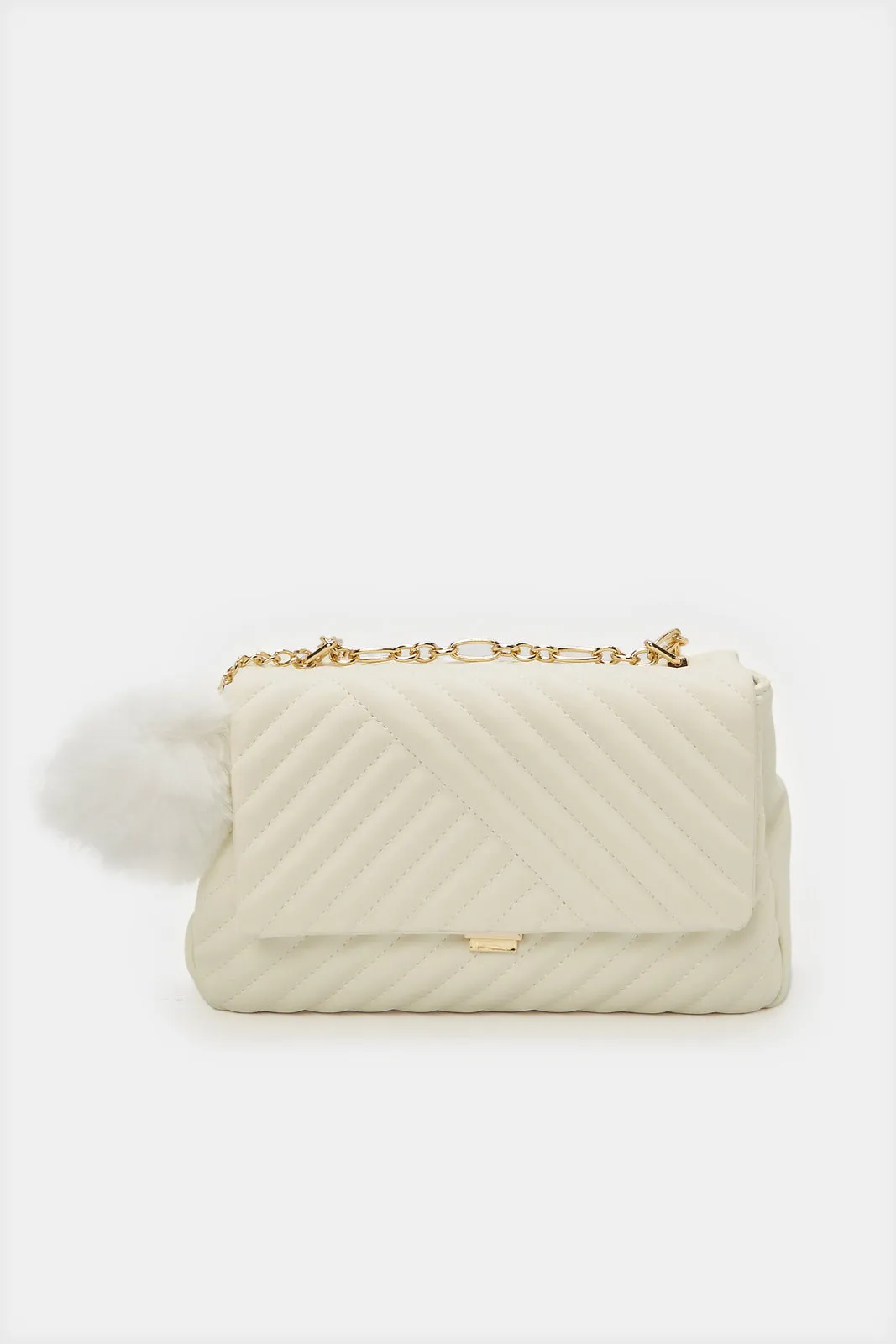 Women White Textured Messenger Bag sold by Redtag