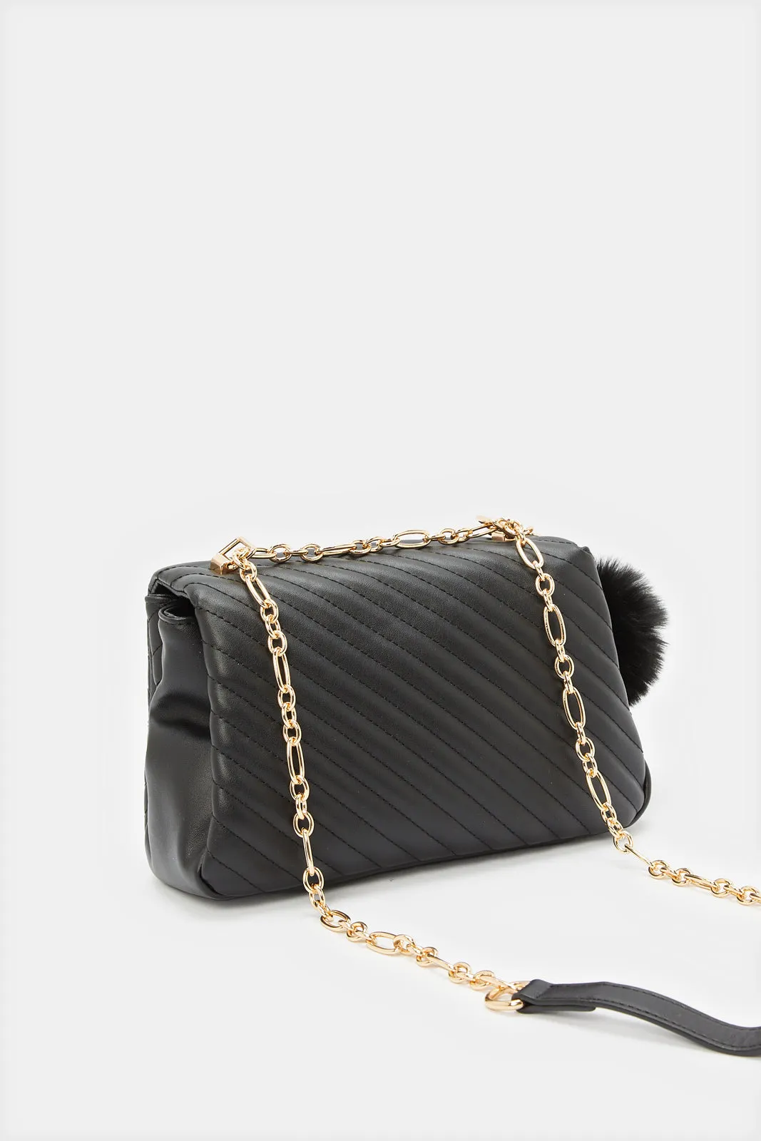 Women Black Textured Messenger Bag sold by Redtag product image thumbnail 2