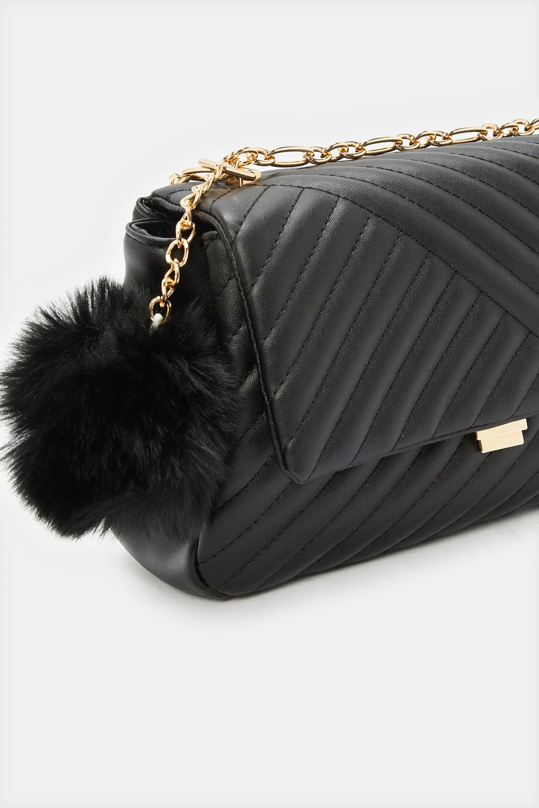 Women Black Textured Messenger Bag sold by Redtag product image thumbnail 3