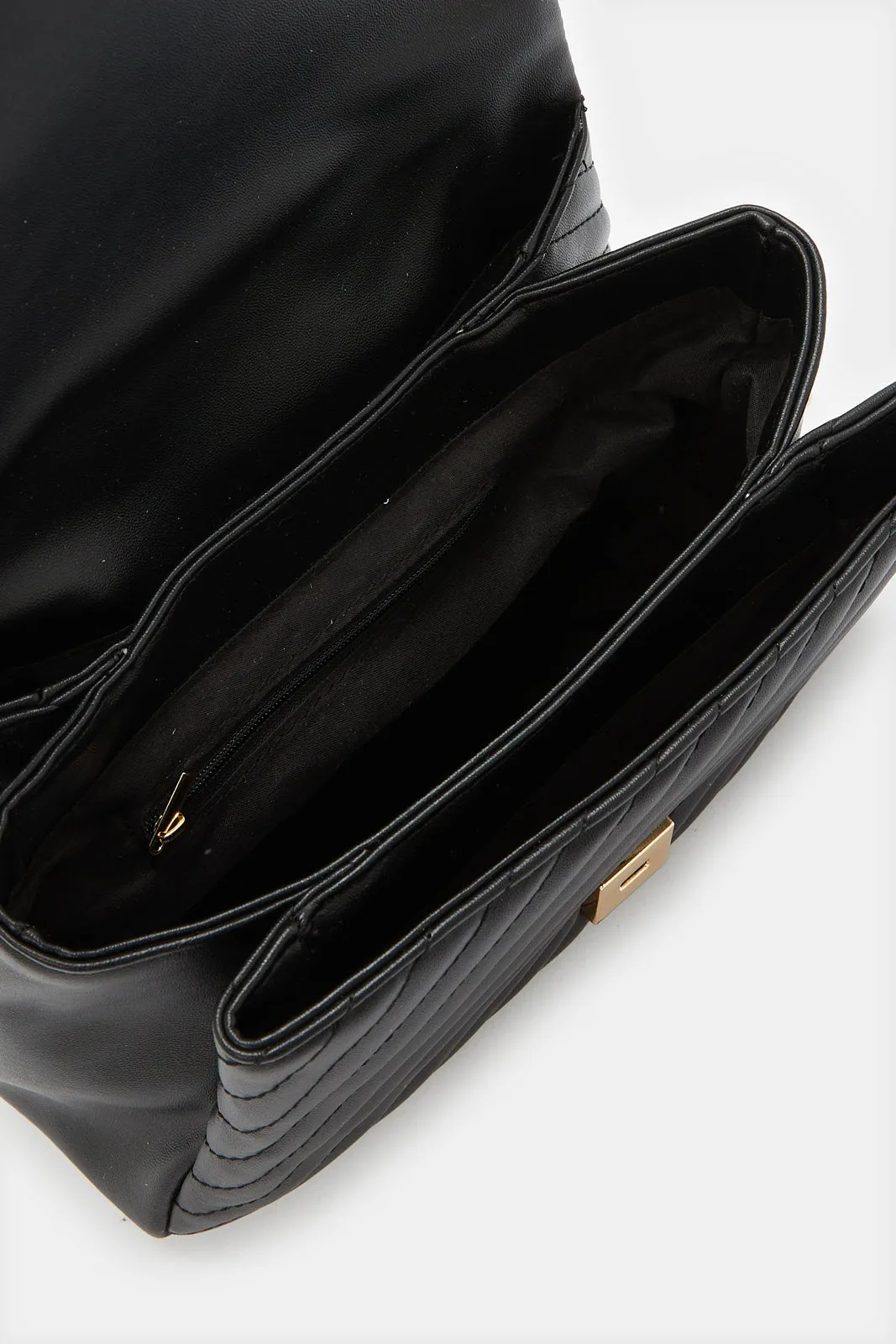 Women Black Textured Messenger Bag sold by Redtag product image thumbnail 4