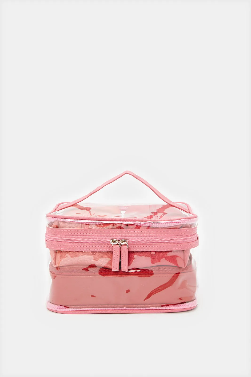 Women Pink And Red Cosmetic Pouch Set (4 Piece) sold by Redtag