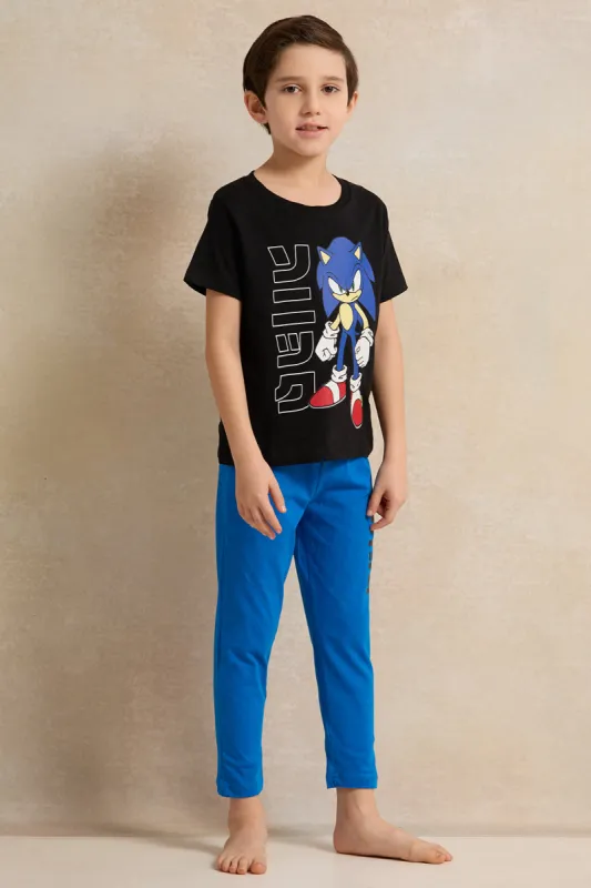 Boys Black And Blue Sonic Print Pyjama Set (2 Piece) sold by Redtag