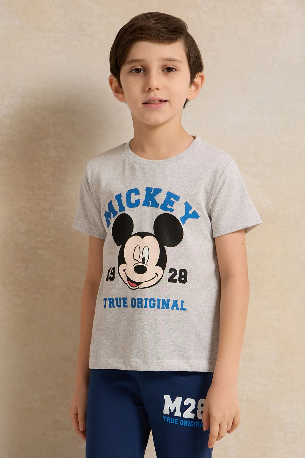 Boys Grey And Navy Mickey Print Pyjama Set (2 Piece) sold by Redtag product image thumbnail 2