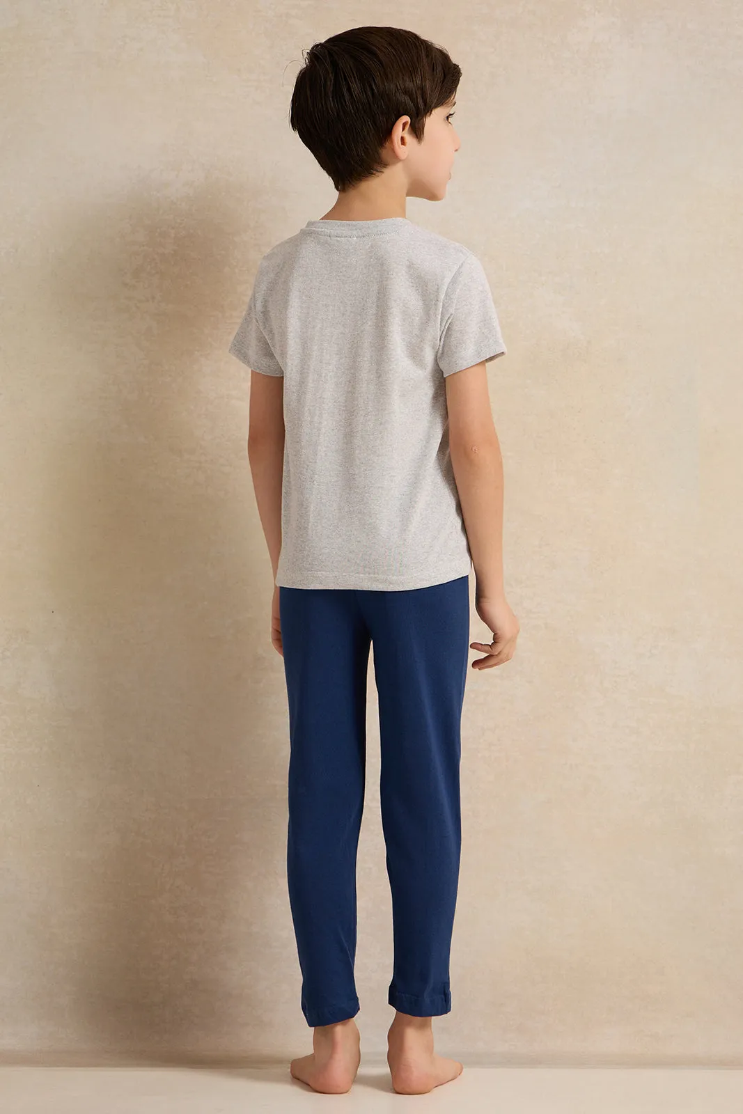 Boys Grey And Navy Mickey Print Pyjama Set (2 Piece) sold by Redtag product image thumbnail 4