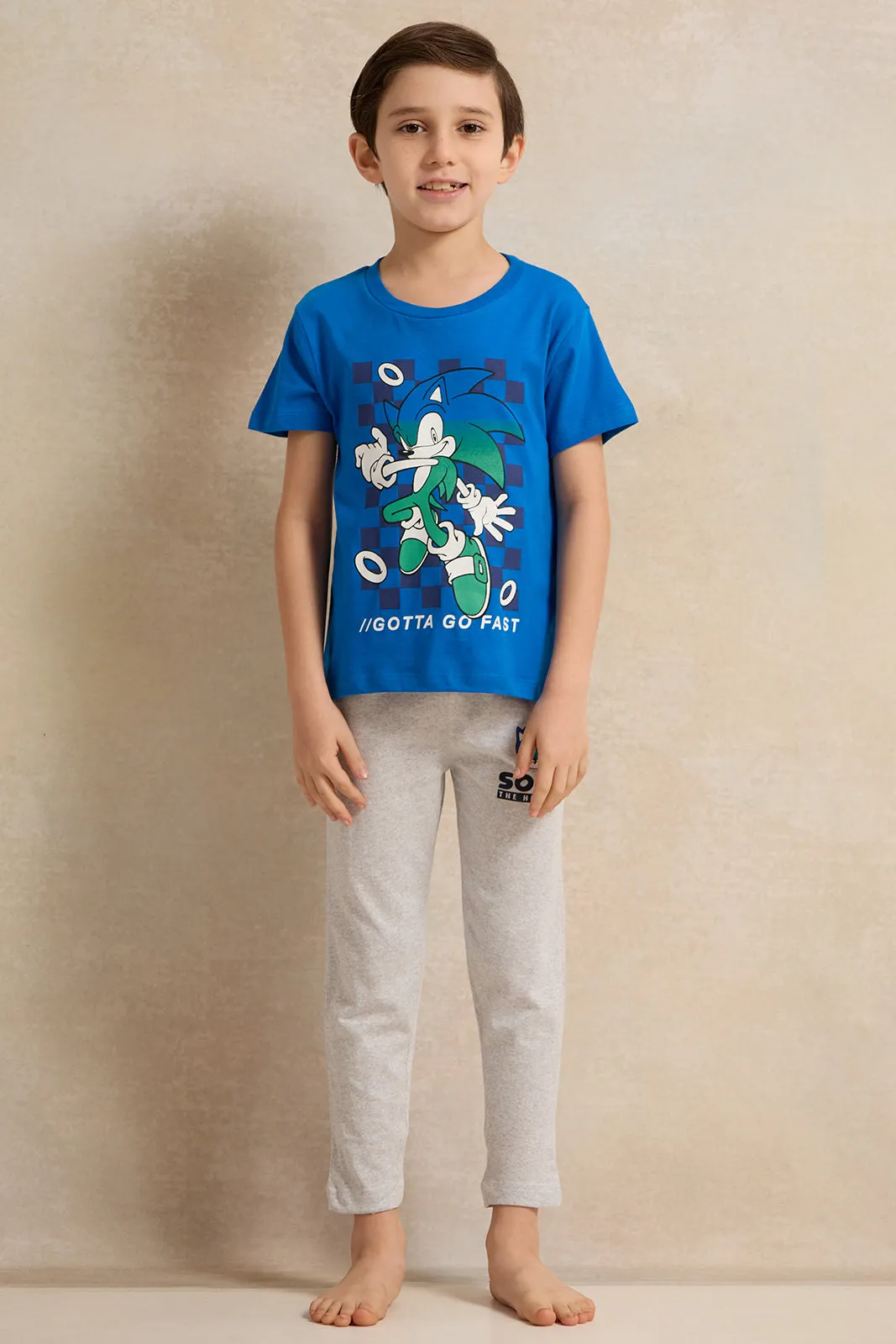 Boys Blue And Grey Sonic Print Pyjama Set (2 Piece) sold by Redtag