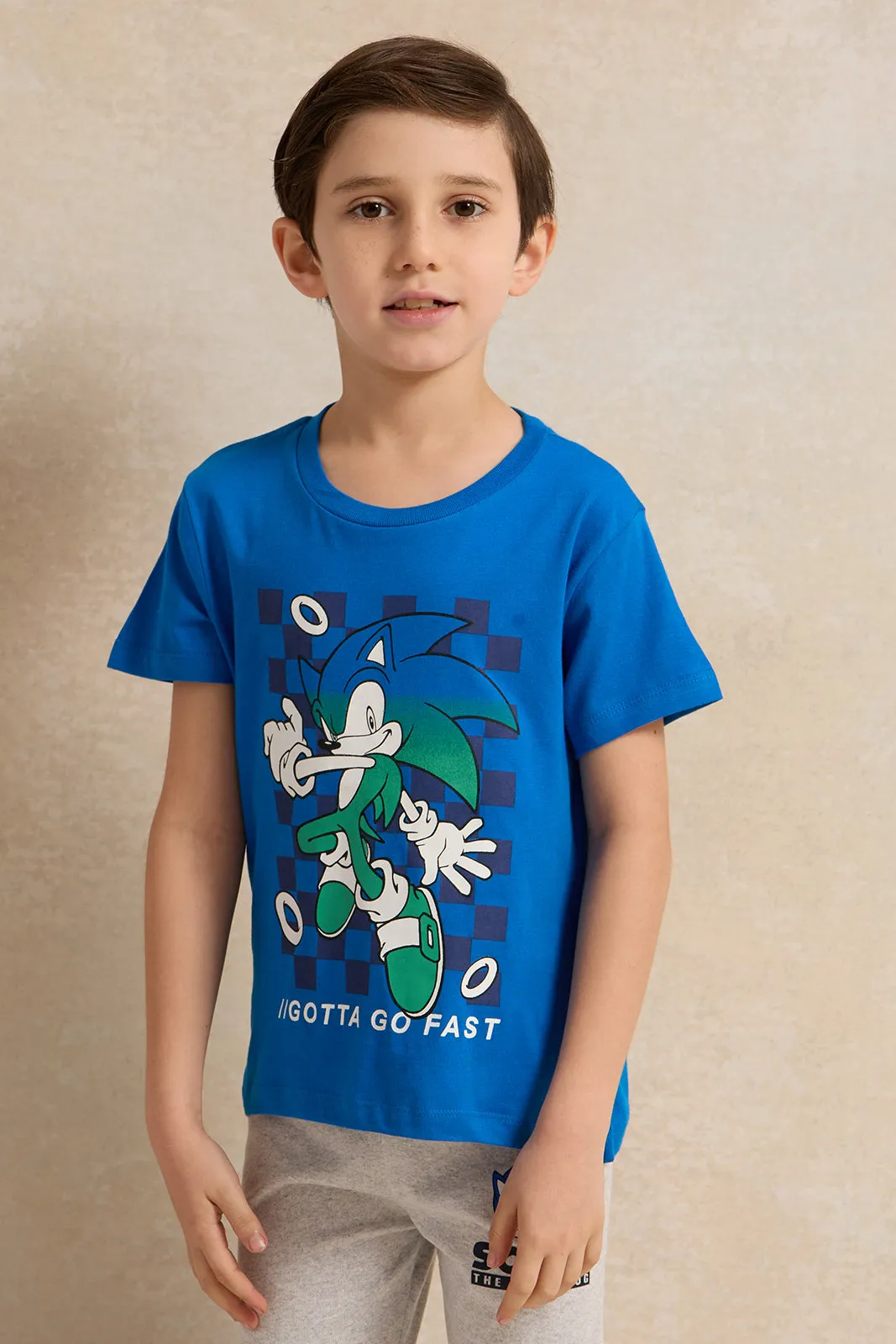 Boys Blue And Grey Sonic Print Pyjama Set (2 Piece) sold by Redtag product image thumbnail 2