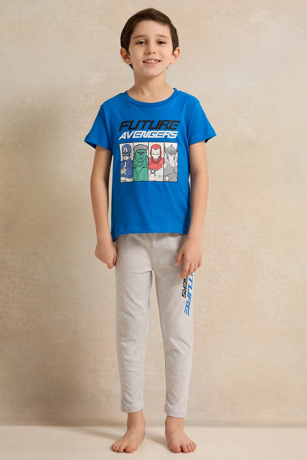 Boys Blue And Grey Avengers Print Pyjama Set (2 Piece) sold by Redtag