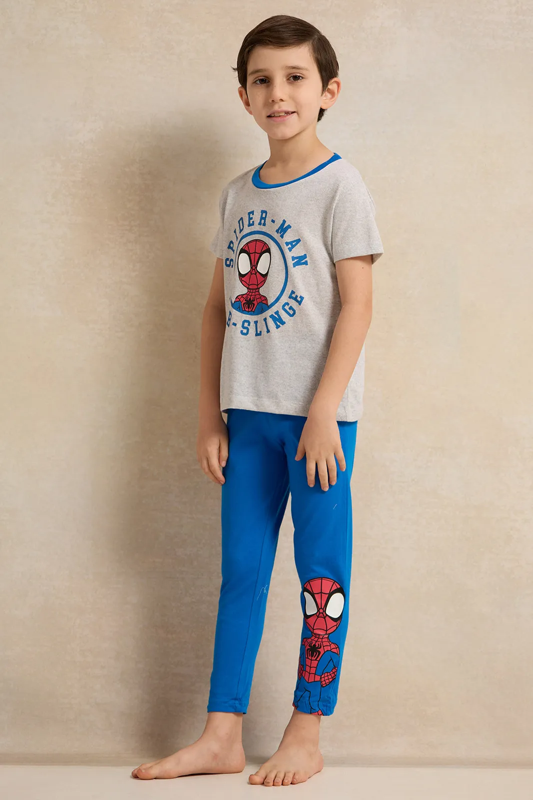 Boys Grey And Blue Spiderman Print Pyjama Set (2 Piece) sold by Redtag