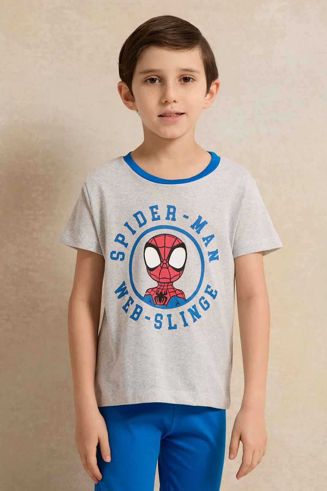 Boys Grey And Blue Spiderman Print Pyjama Set (2 Piece) sold by Redtag product image thumbnail 2