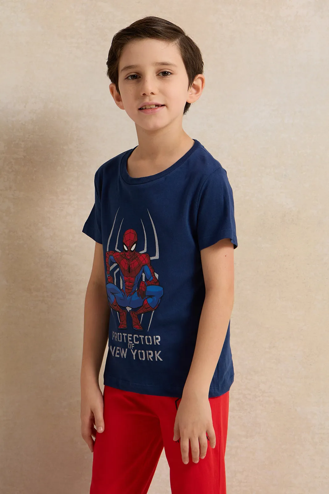 Boys Navy Spider Man Print Pyjama Set (2 Piece) sold by Redtag product image thumbnail 2