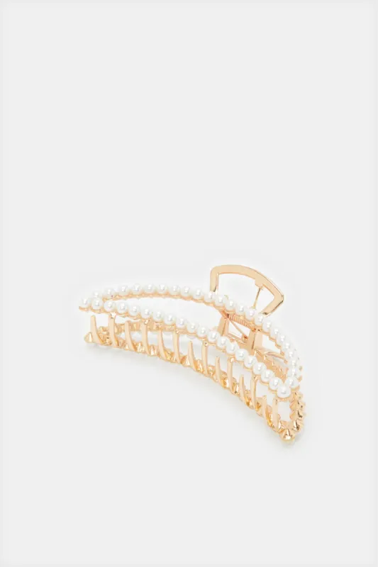 Women Gold Embellished Hair Claw sold by Redtag