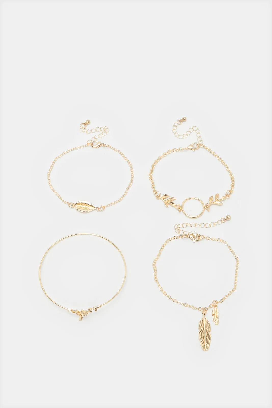 Women Gold Embellished Bracelet Set (4 Piece) sold by Redtag