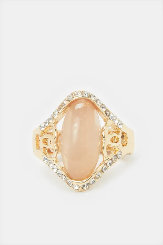 Women Gold Embellished Ring sold by Redtag