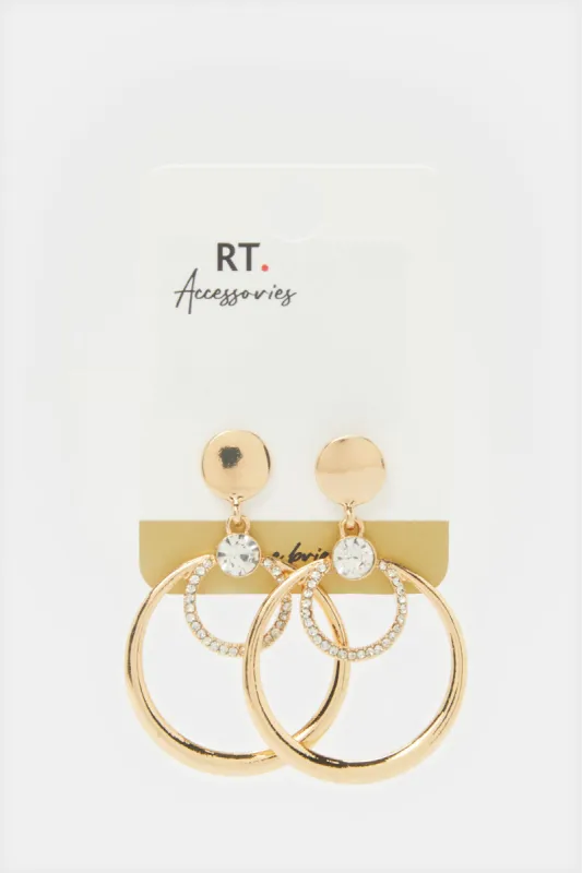 Women Gold Embellished Earring sold by Redtag