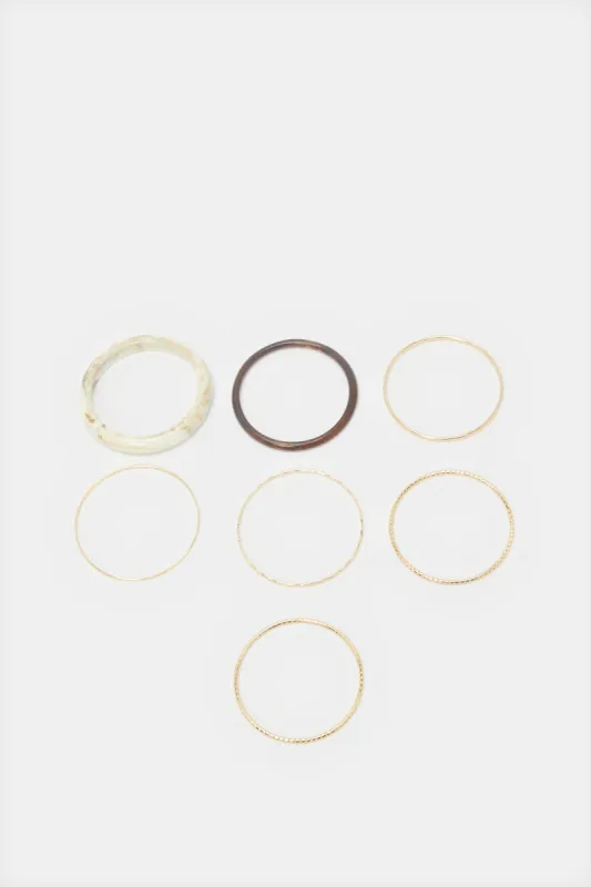 Women Gold Embellished Bracelet Set (7 Piece) sold by Redtag