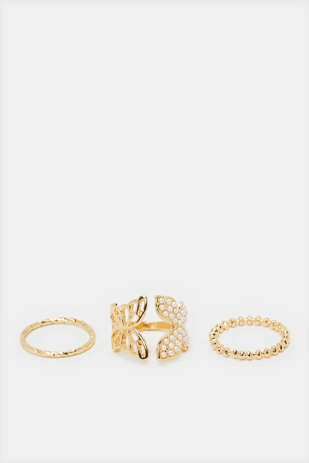 Women Gold Embellished Ring Set (3 Piece) sold by Redtag