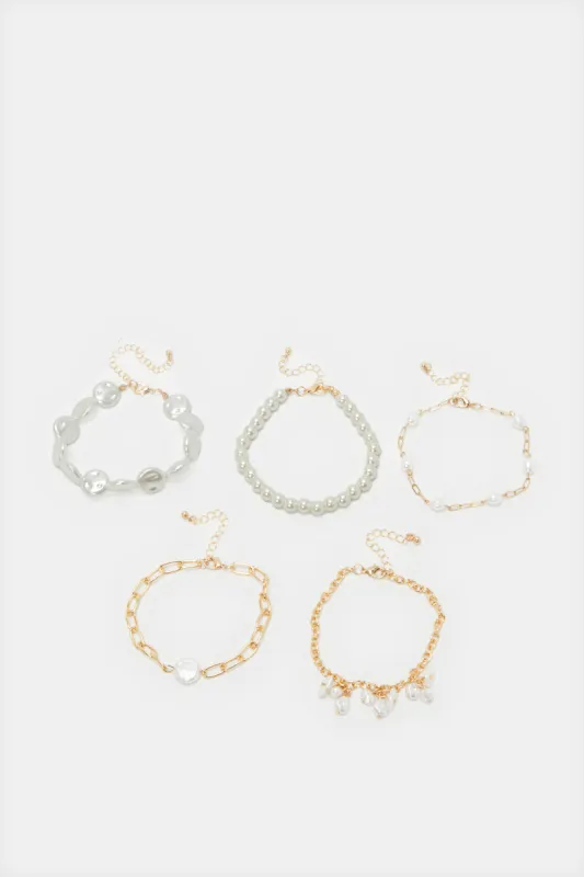 Women Gold Embellished Bracelets Set (5 Piece) sold by Redtag