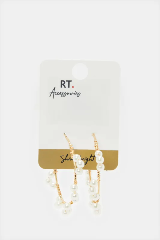 Women Gold Embellished Earrings sold by Redtag