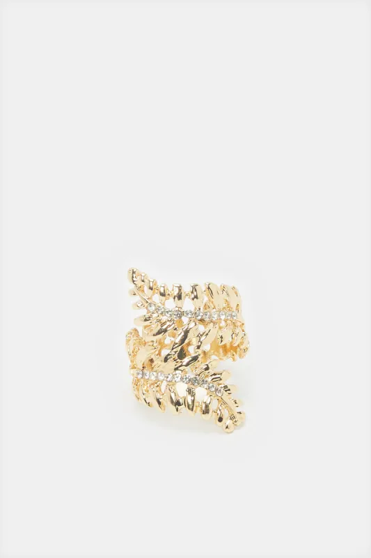 Women Gold Embellished Ring sold by Redtag