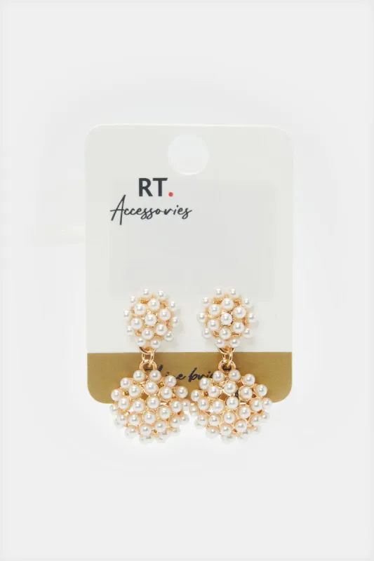 Women Gold Embellished Earrings sold by Redtag