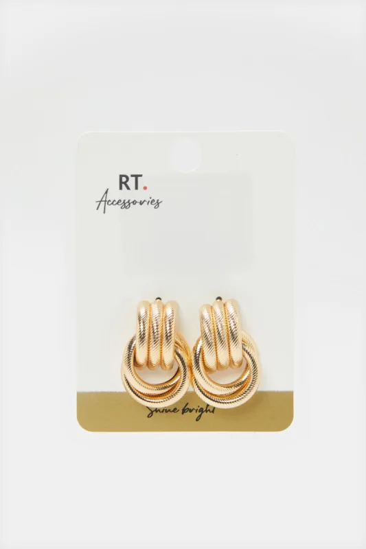 Women Gold Embellished Earrings sold by Redtag