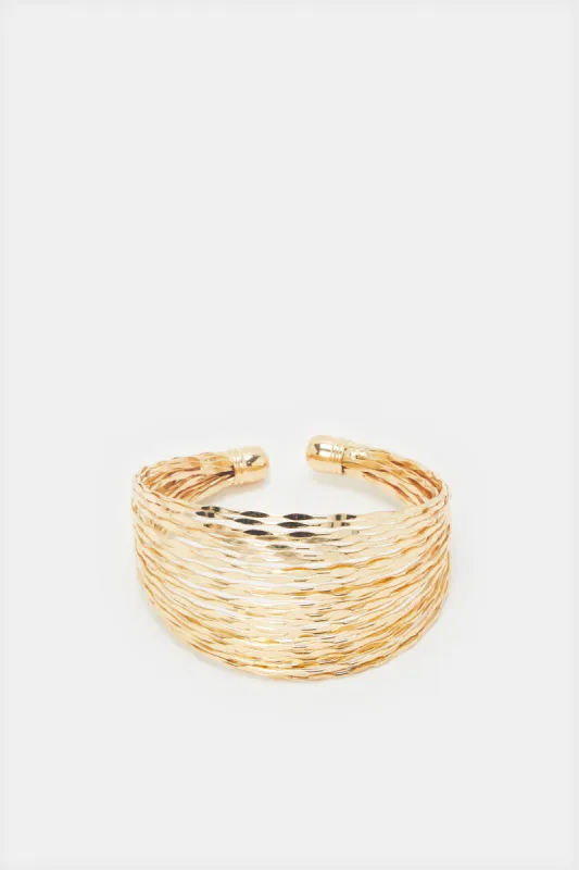 Women Gold Embellished Cuff sold by Redtag