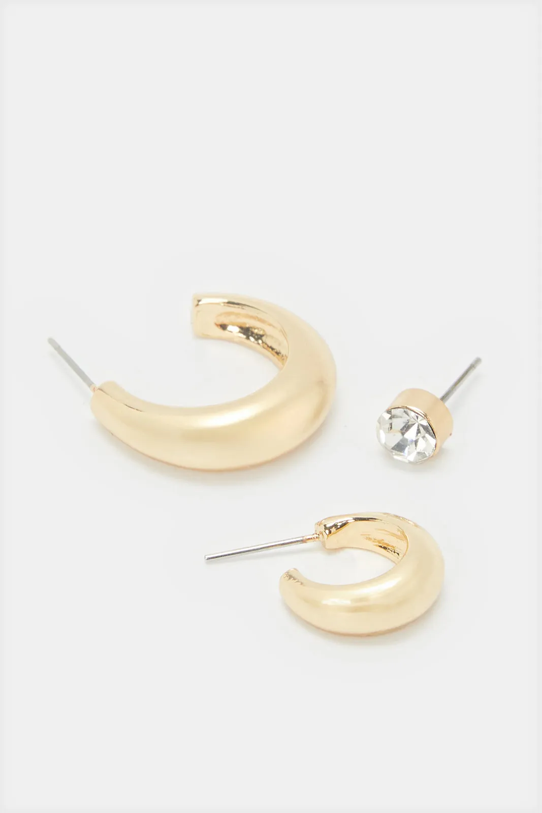 Women Gold Embellished Earrings Set (3 Pairs) sold by Redtag product image thumbnail 2