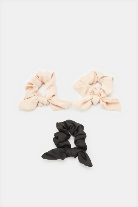 Women Beige And Black Scrunchy Set (3 Piece) sold by Redtag