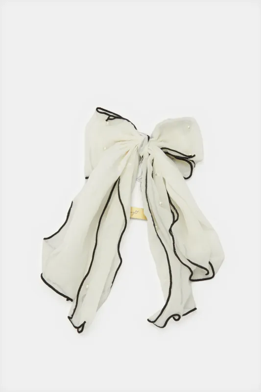 Women White Bow Hair Clip sold by Redtag