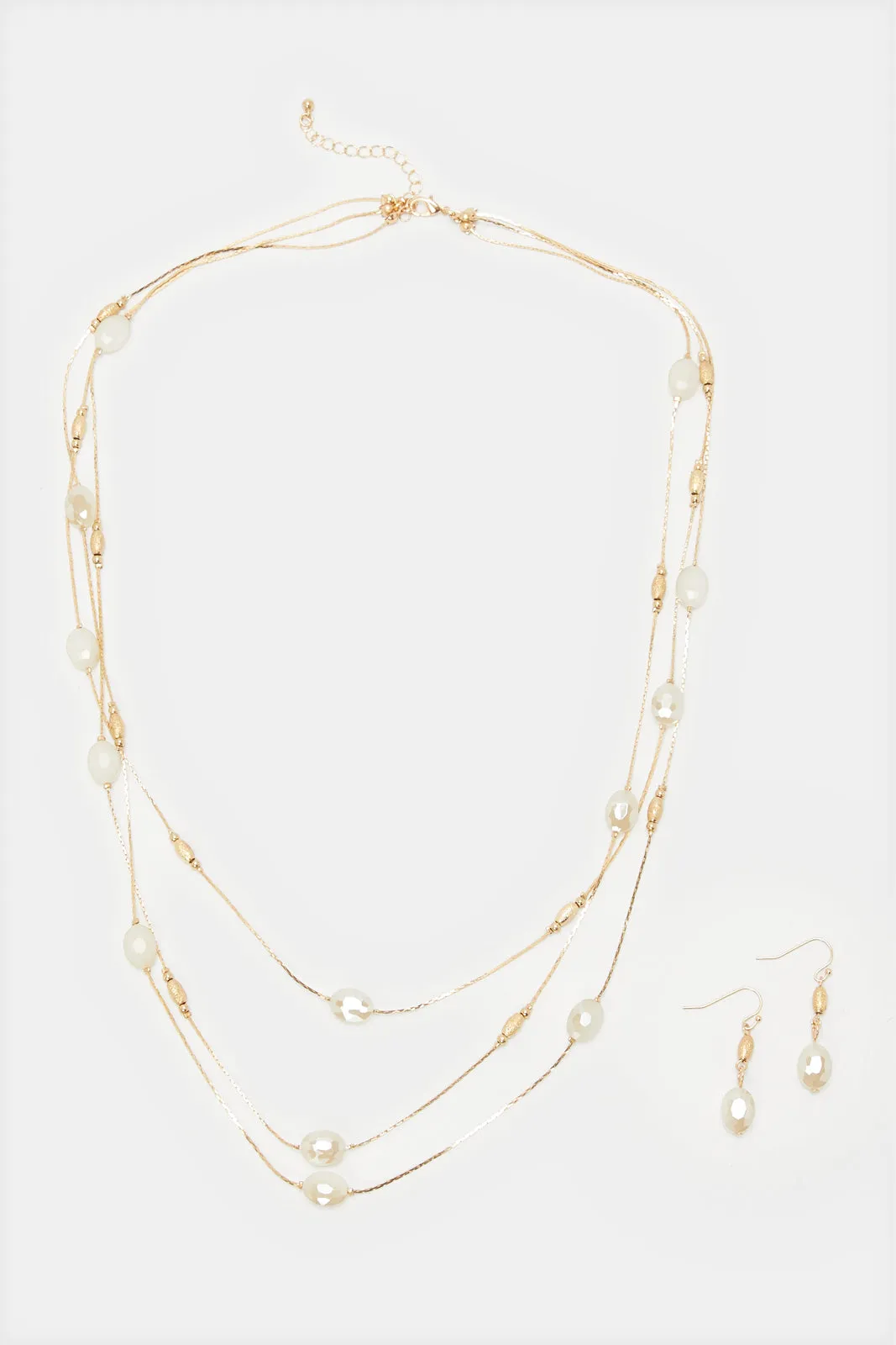 Women Gold Embellished Necklace And Earrings Set (2 Piece) sold by Redtag