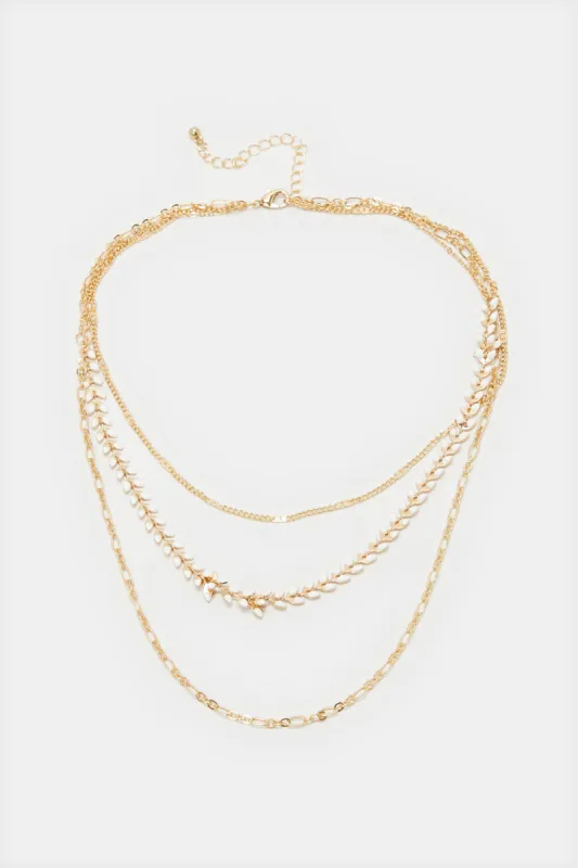 Women Gold Embellished Necklace sold by Redtag