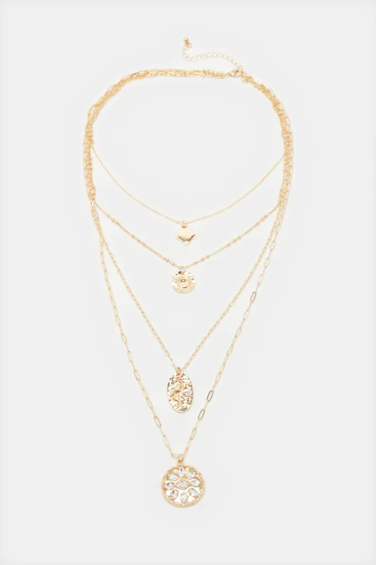 Women Gold Embellished Necklace sold by Redtag