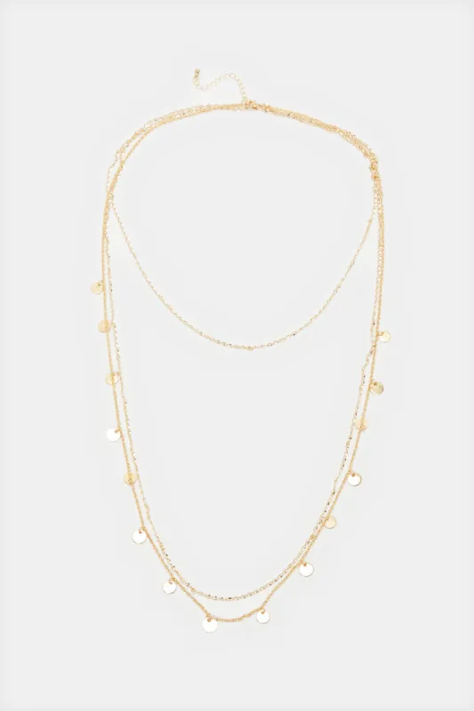 Women Gold Embellished Necklace sold by Redtag