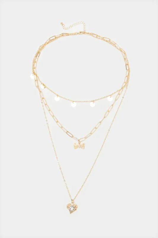 Women Gold Embellished Necklace sold by Redtag