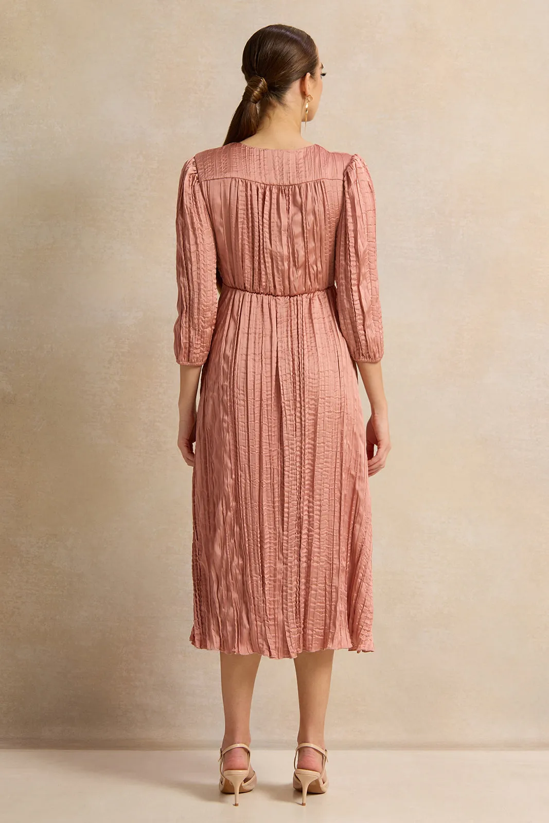 Women Pink Textured Dess sold by Redtag product image thumbnail 3