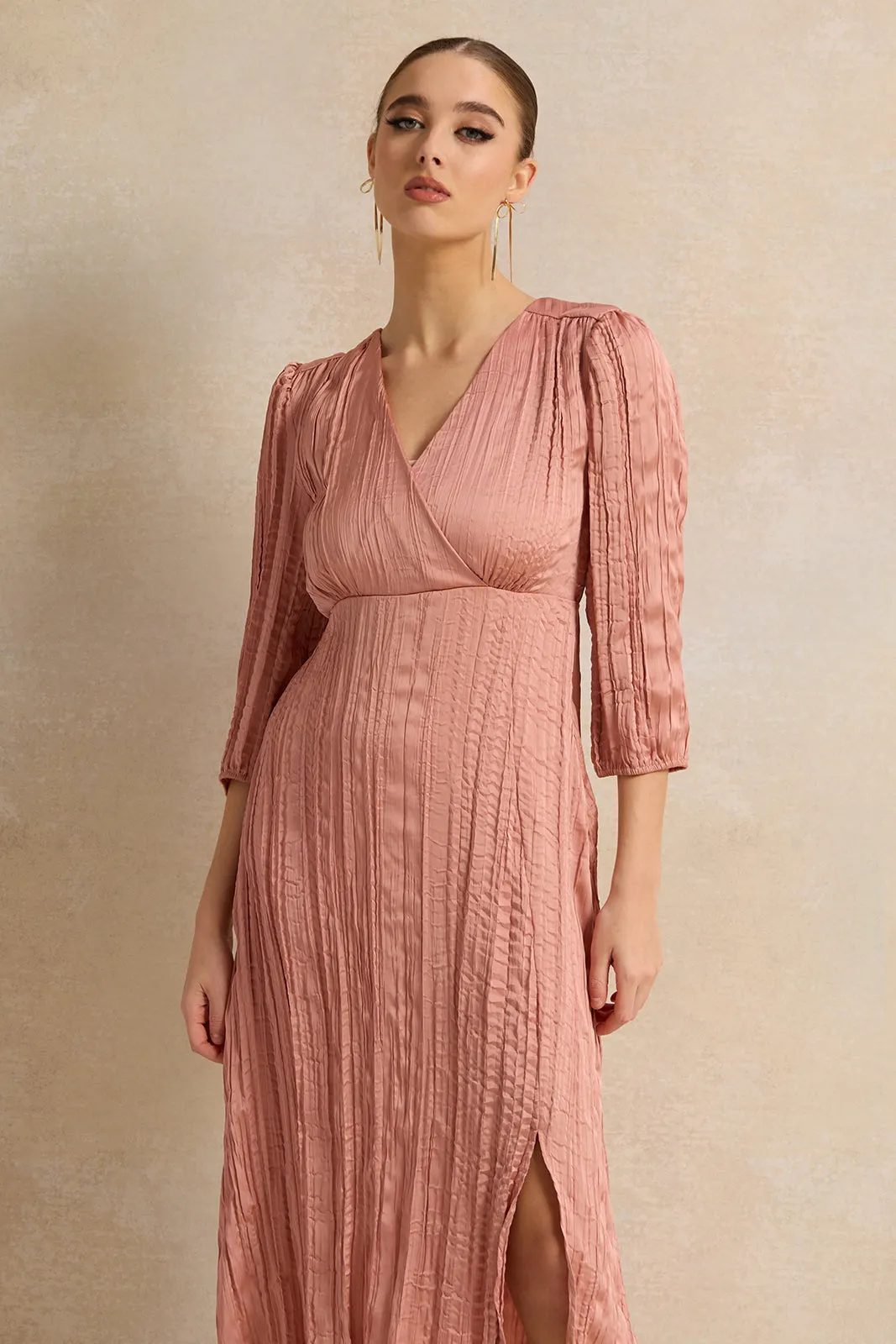 Women Pink Textured Dess sold by Redtag product image thumbnail 2