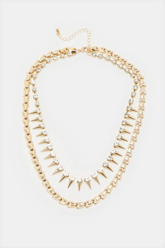 Women Gold Embellished Necklace sold by Redtag